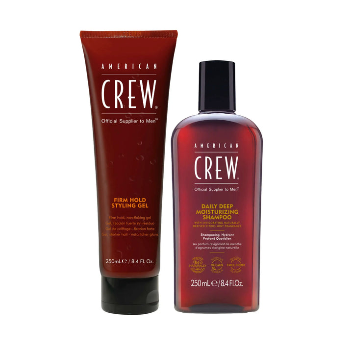 Firm Hold Gel and Daily Deep Moisturizing Shampoo Set